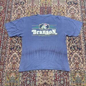 VTG 1993 Branson Missouri T Shirt L Blue Single Stitch‎ Graphic Tee Crest